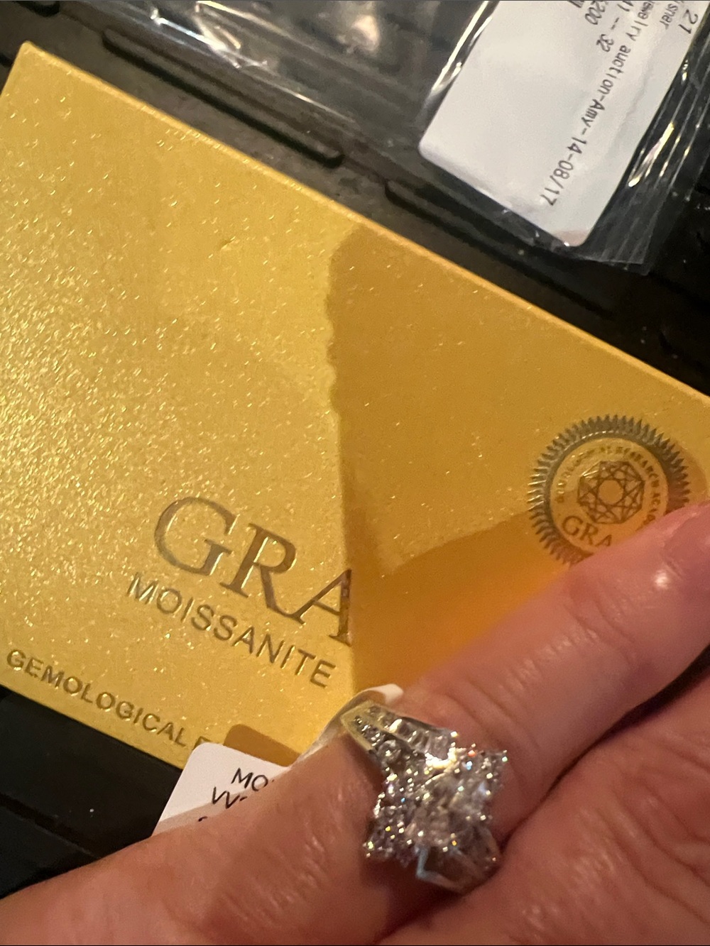 GRA Moissanite Sparkling Engagement Ring - Silver Tone